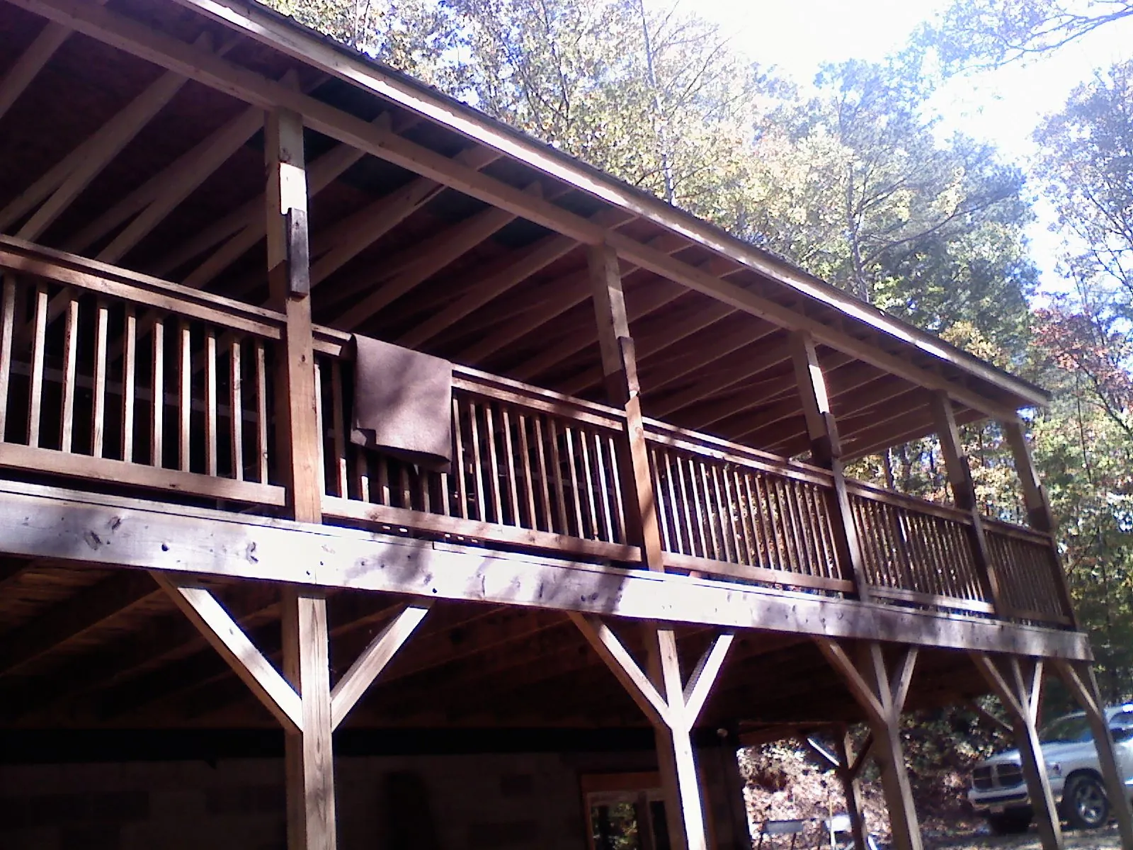 Timber framing under a new elevated porch and deck — Roof Leak Repair in Boyertown by Roofing Brothers